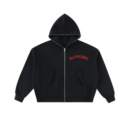SLOWHRS FULL ZIP HOODIE(Black/Red)