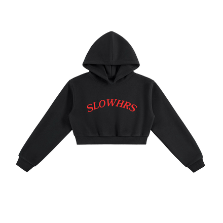 SLOWHRS CROPPED HOODIE(Black/Red)